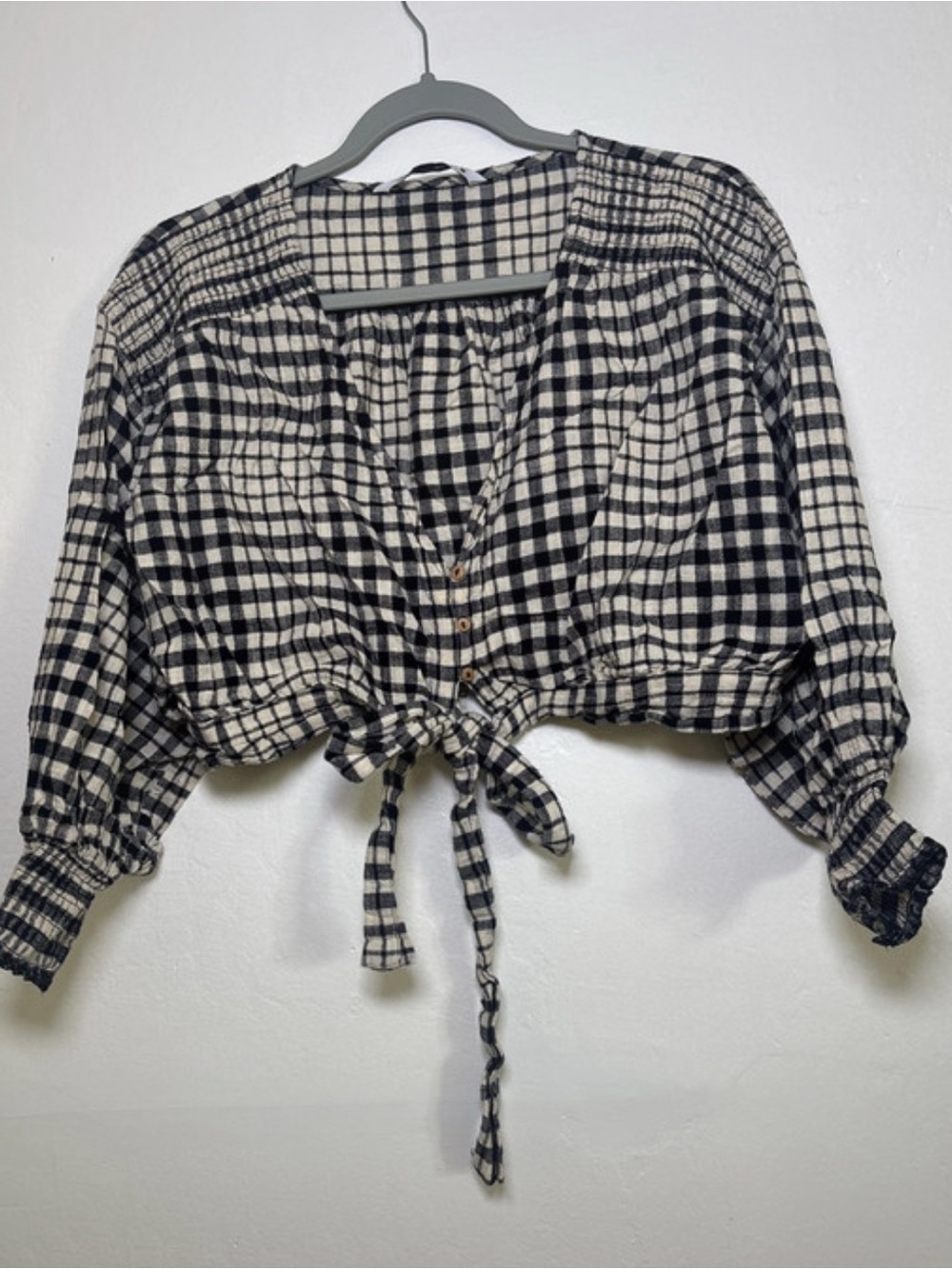 Zara Long Puff Sleeves And Smocked Shoulder Size XL - Picture 2 of 4